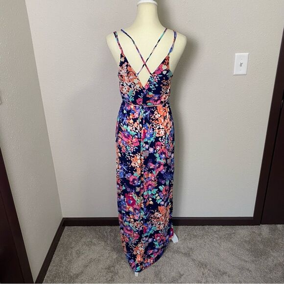 1.4.3 Story by Line Up Floral Muticolor Wrap Front Maxi Dress Women's Size Small - Picture 2 of 14